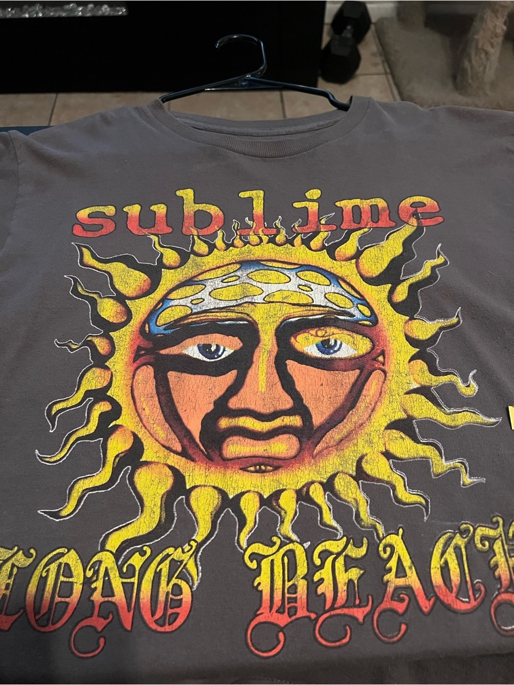 Sublime Long Beach Sun Graphic Tee - Charcoal with Yellow & Red Print - Picture 6 of 6
